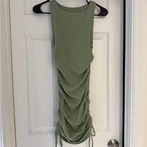 Lulu’s Sage Green Ruched Sleeveless Dress